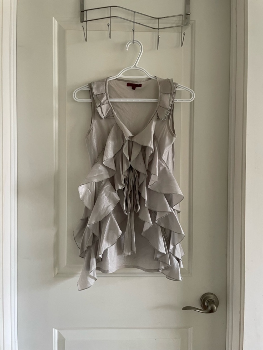 Ruffle Tie-Front Camisole Tank - Light Gray